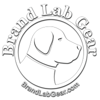 Brand Lab Gear white logo with drop shadow